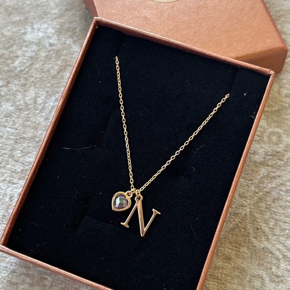 Brand New 14K Gold Plated 925 Sterling Silver Initial "N" & Alexandrite Necklace - Picture 4 of 16